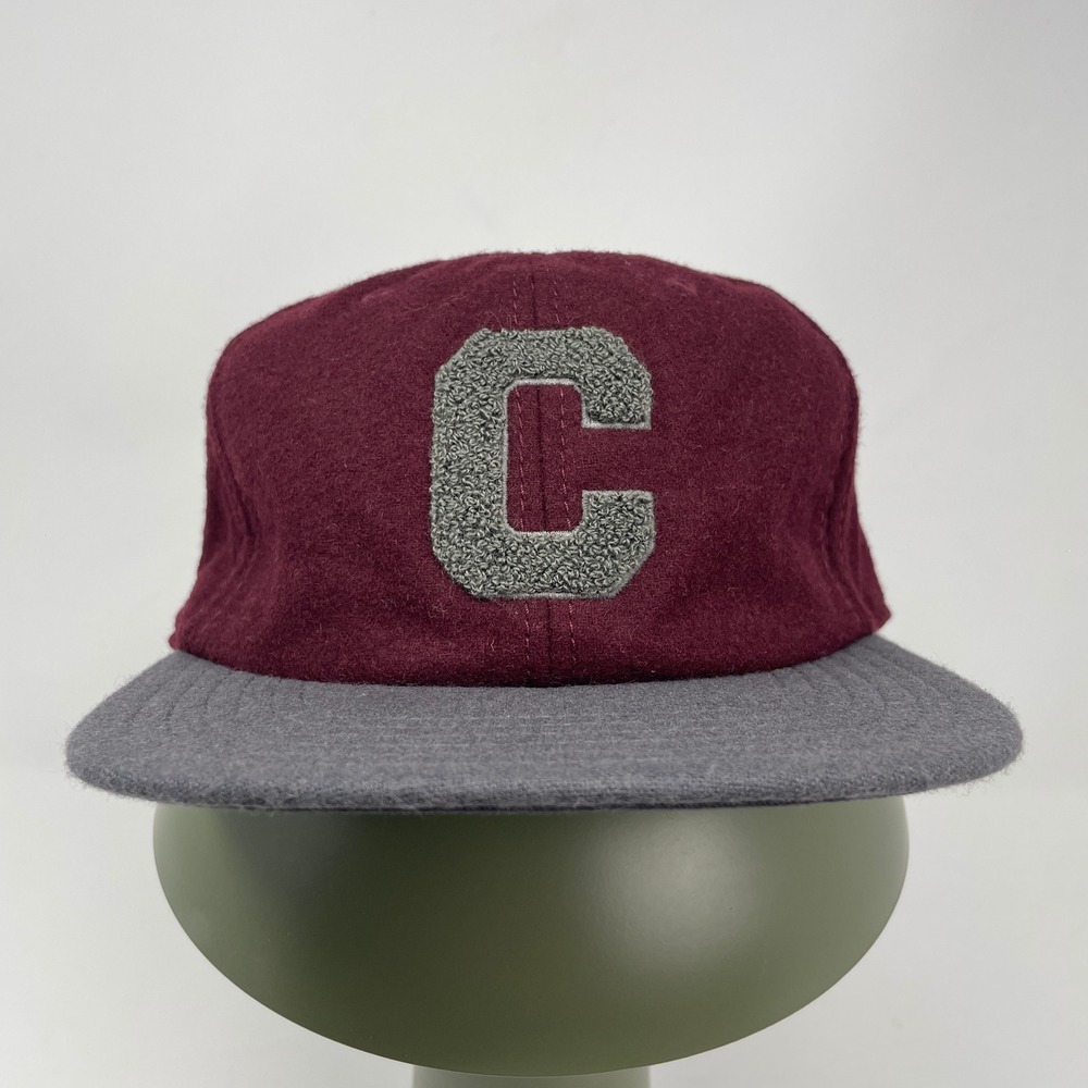 Converse All Star Wool Blend Strapback Hat Maroon Grey‎ Chenille C Patch OSFM